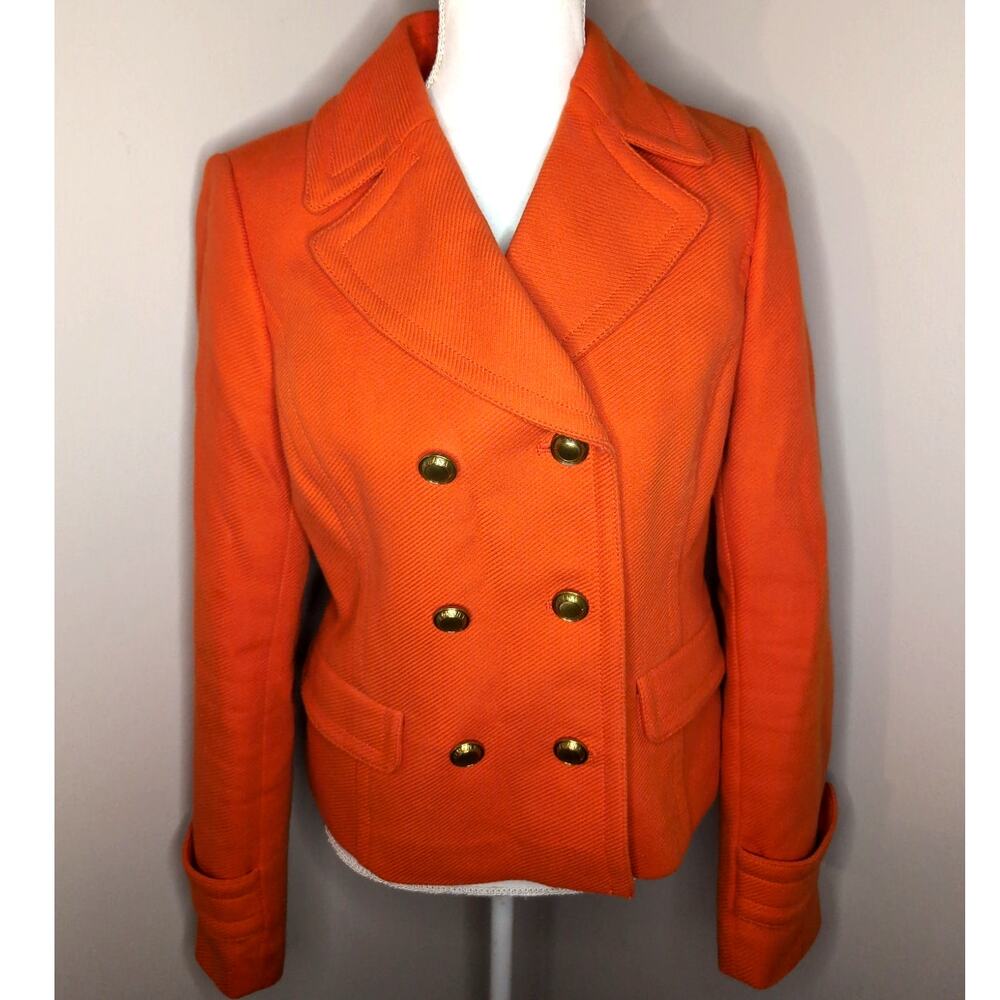 Banana Republic Orange Military Jacket Small Gold Button Peacoat